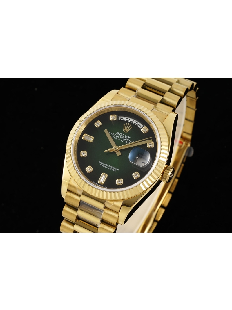 ROLEX 36mm DD Gemstone Dial Series Watch with diamond Green