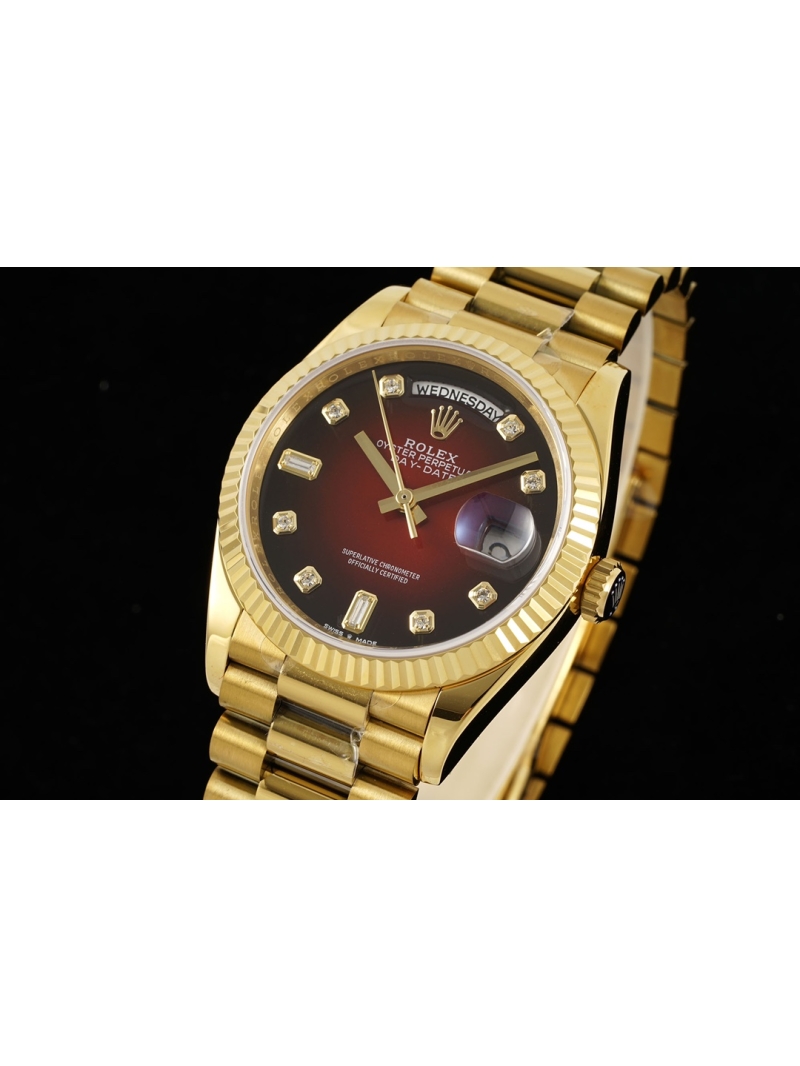 ROLEX 36mm DD Gemstone Dial Series Watch with diamond Red