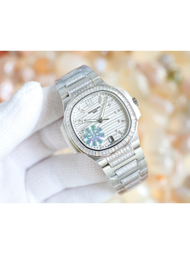 Patek Philippe 7014 Ladies' Platinum T-shaped Diamond Limited Edition Wristwatch