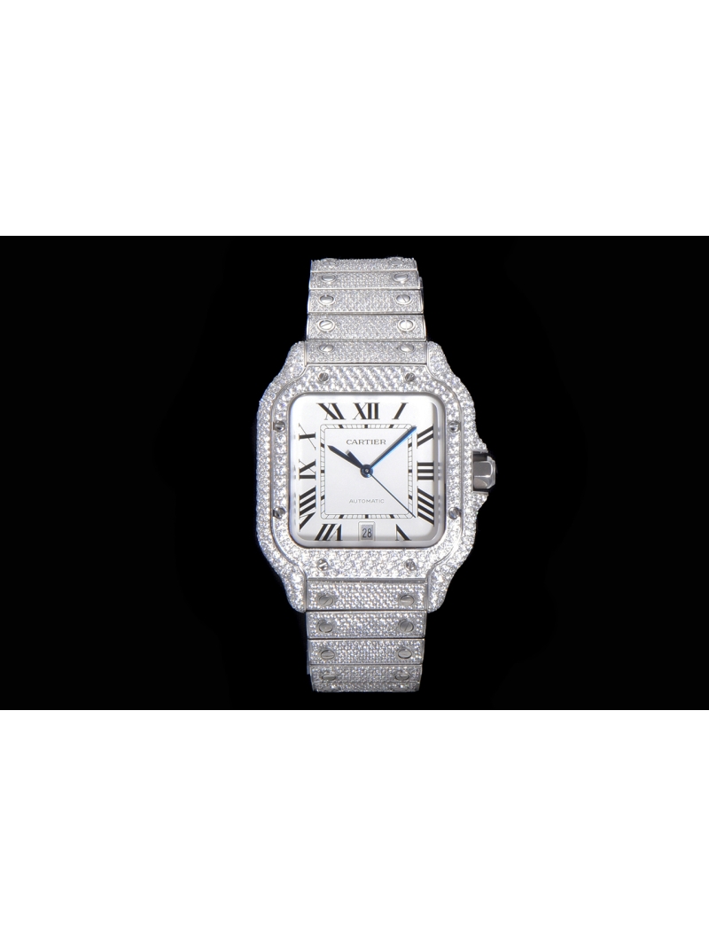 Cartier Santos with Starry Sky Design white