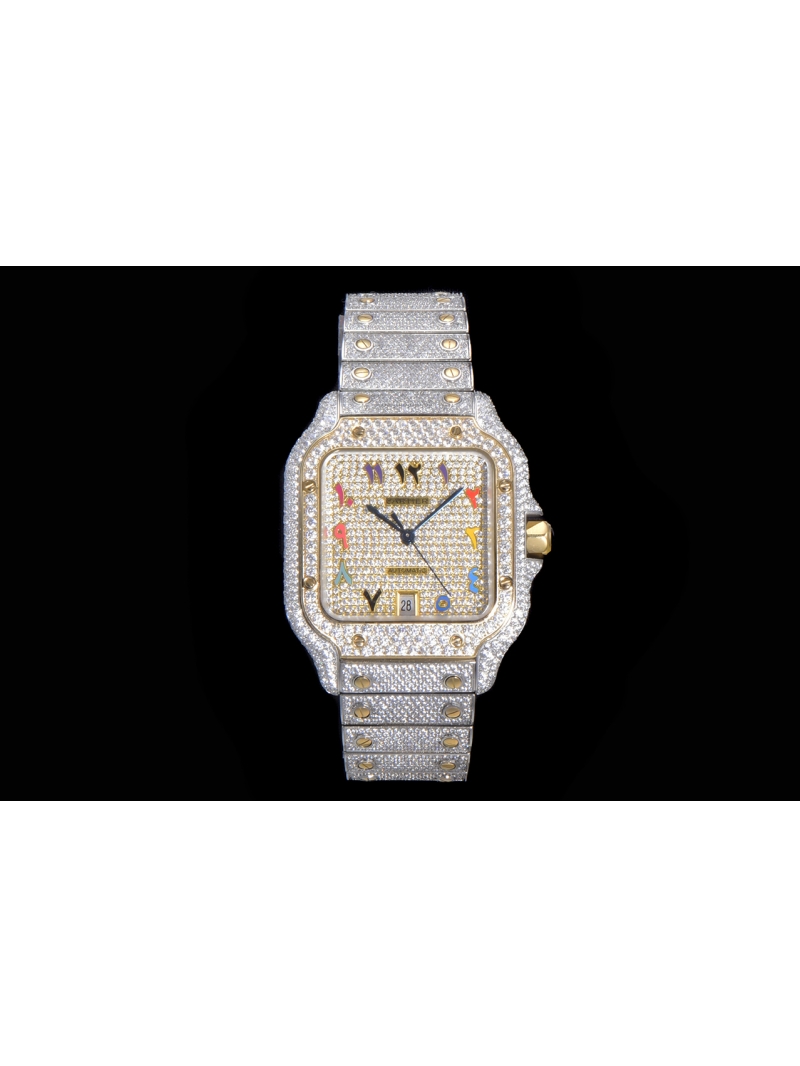 Cartier Santos with Starry Sky Design color arabic dial gold