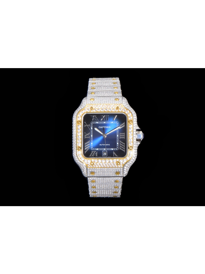 Cartier Santos with Starry Sky Design gold blue