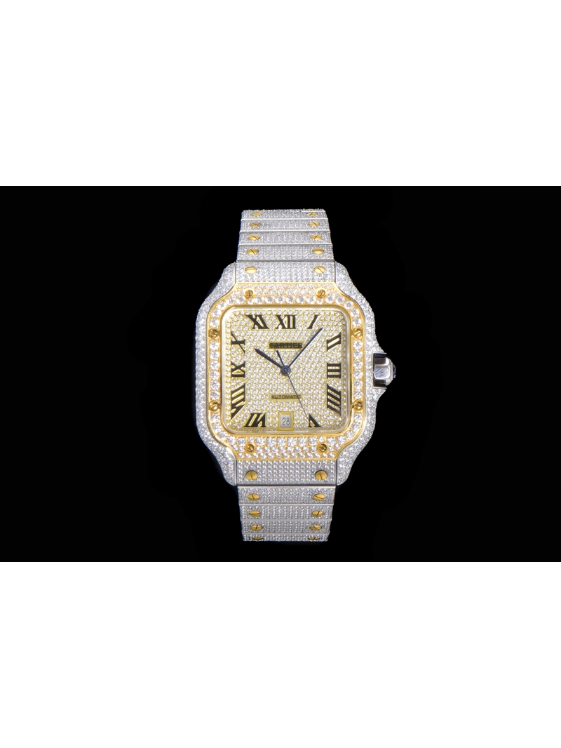 Cartier Santos with Starry Sky Design Gold Numberic Dial