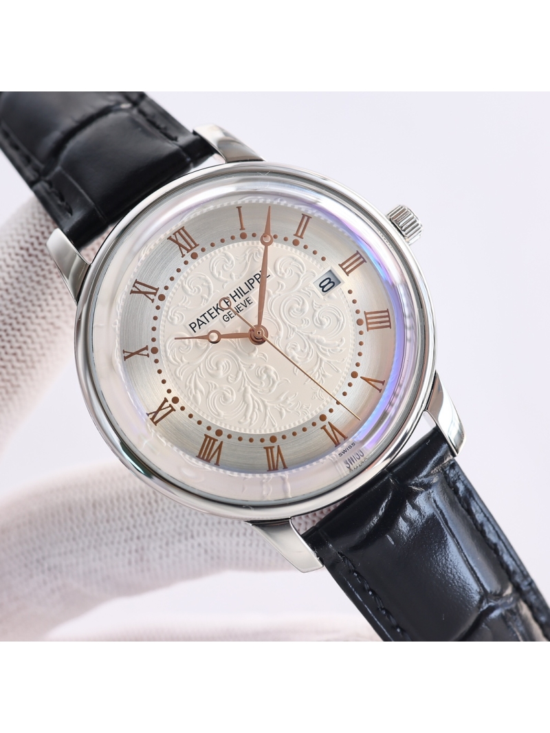 Patek Philippe Geneve Ultra-Thin Automatic Men's Watch with Pot Lid Glass Design Platinum