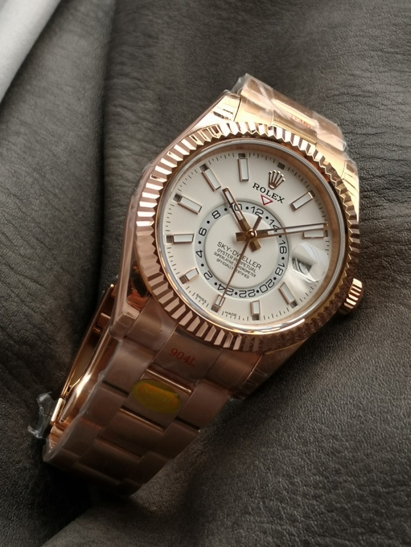 Rolex Oyster Perpetual Sky-Dweller with Original Dimensions Rose Gold White