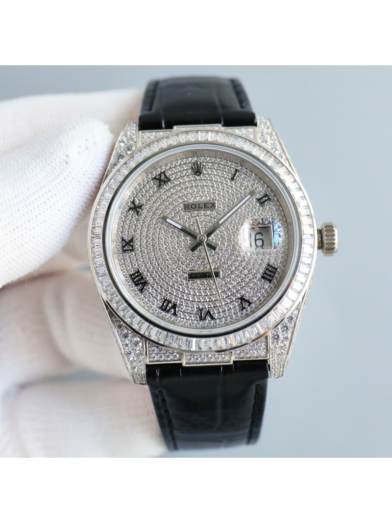 Rolex Oyster Perpetual Datejust Elite Edition black silver with Full-Star American Alligator Strap