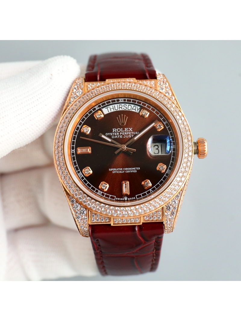 Rolex Oyster Perpetual Datejust Elite Edition wine red American Alligator Strap
