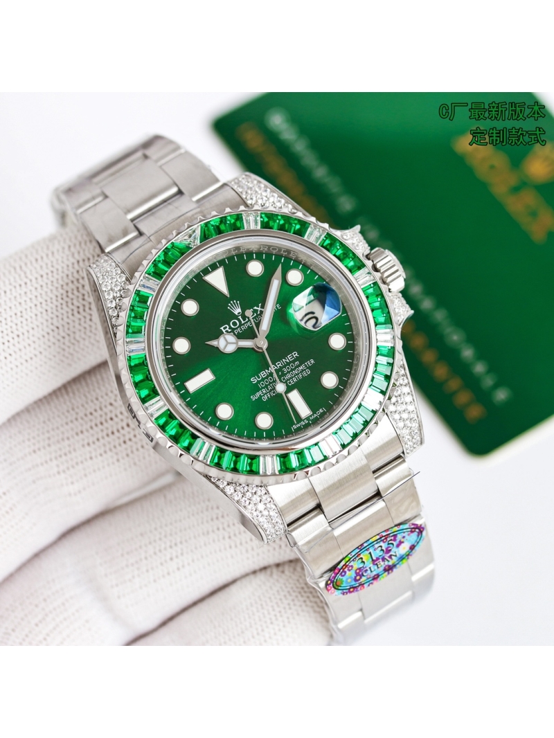 ROLEX Green Submariner MK1 Full Diamond Series - Customized Diamond-Encrusted Diver's Watch