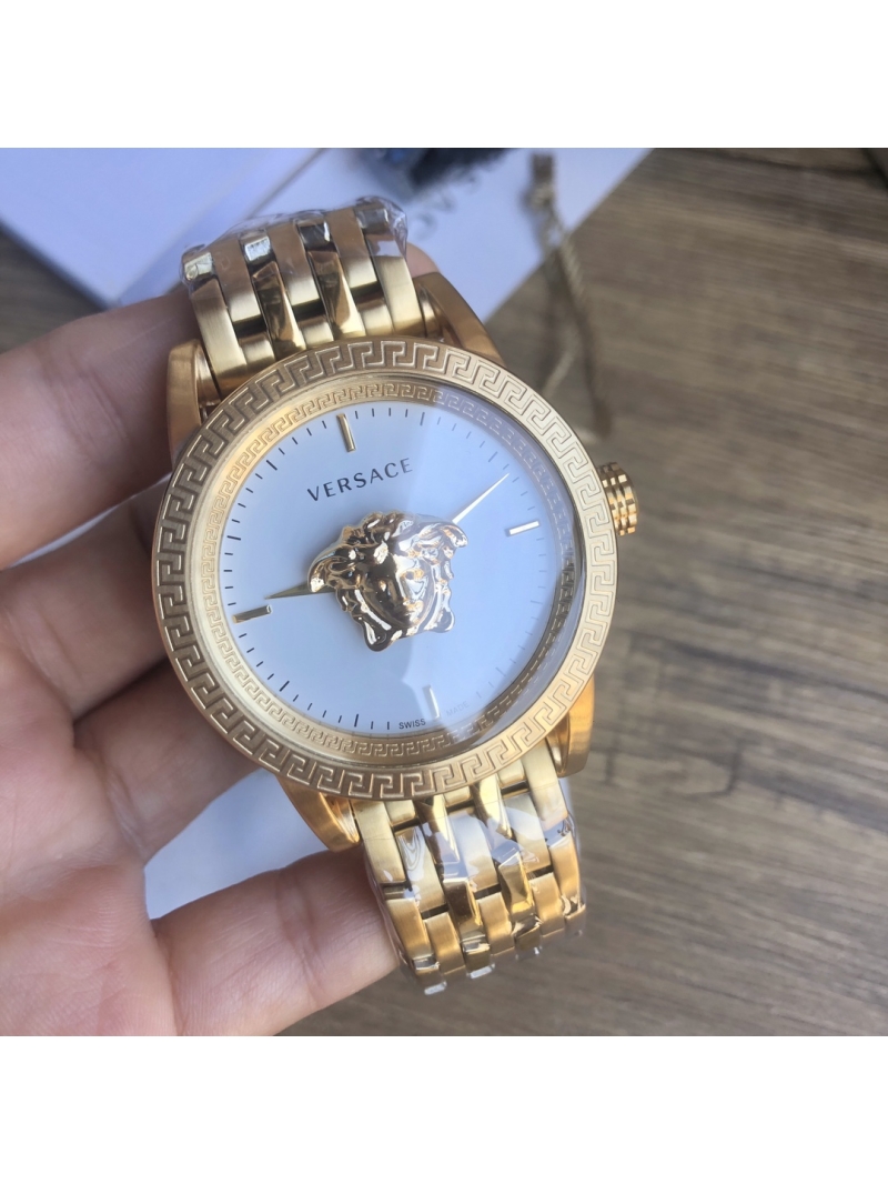 Versace Mysterious Time Quartz Men's Watch 45mmn Gold White Plate