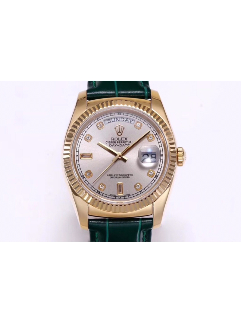 Rolex Oyster Perpetual Day-Date Leather Strap Edition - 36mm white plate