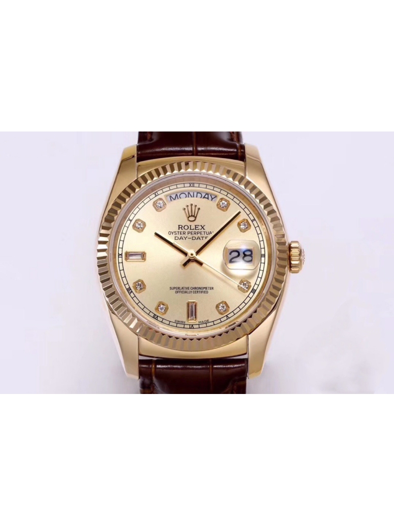 Rolex Oyster Perpetual Day-Date Leather Strap Edition - 36mm gold pate