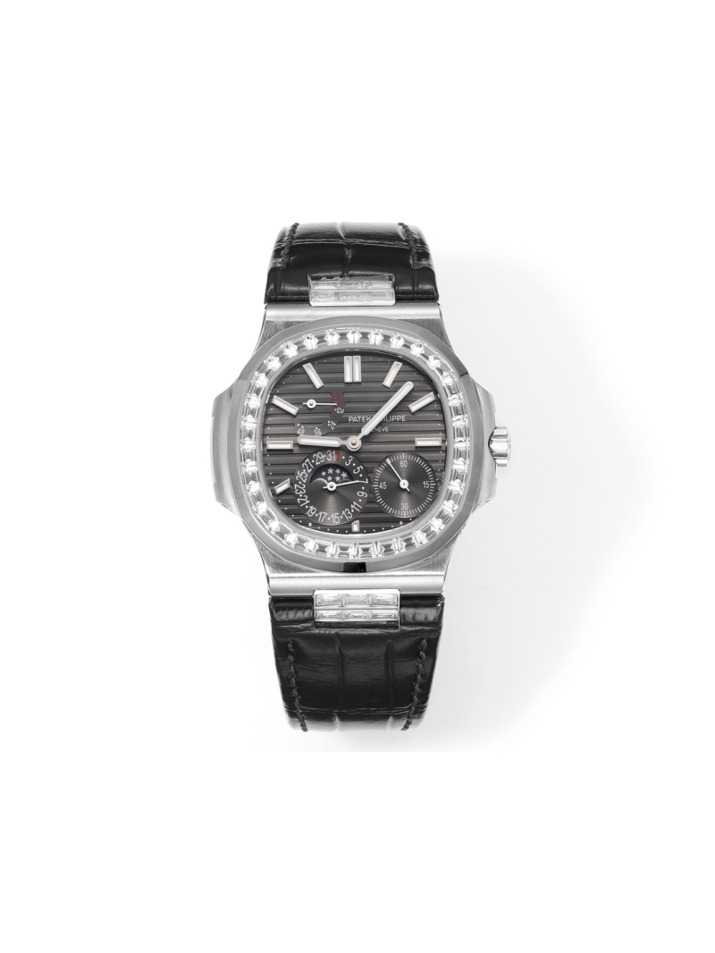 Patek Philippe Nautilus 5712/1A-001 matte black alligator, black dial with diamond