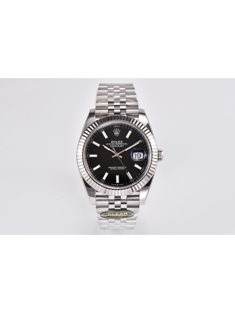 Rolex Datejust 41mm in Oystersteel and White Gold - black plate