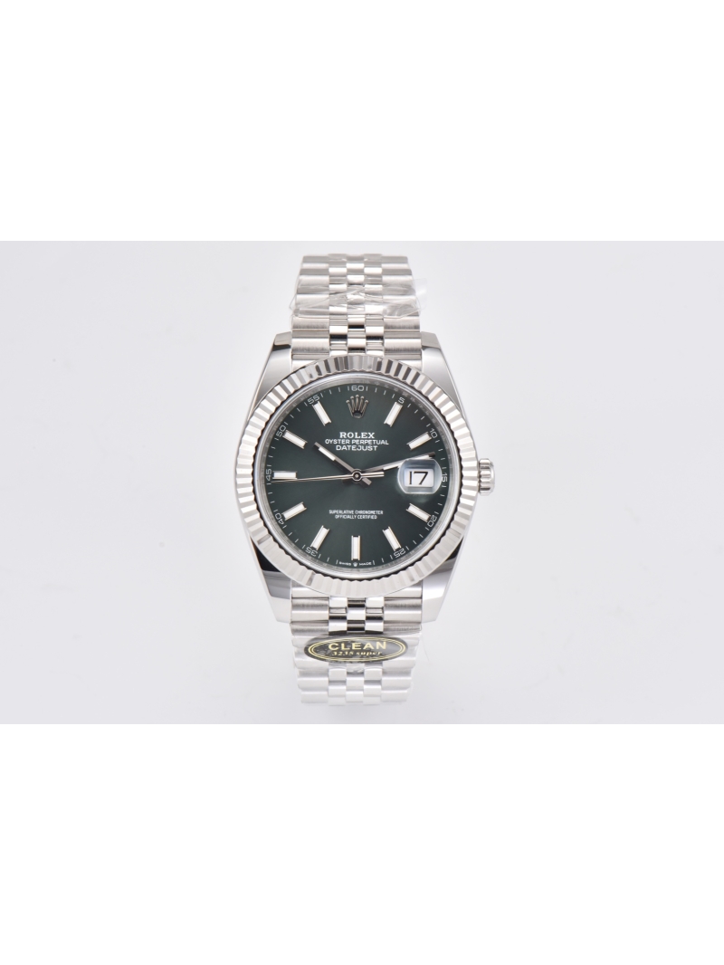 Rolex Datejust 41mm in Oystersteel and White Gold - dark green