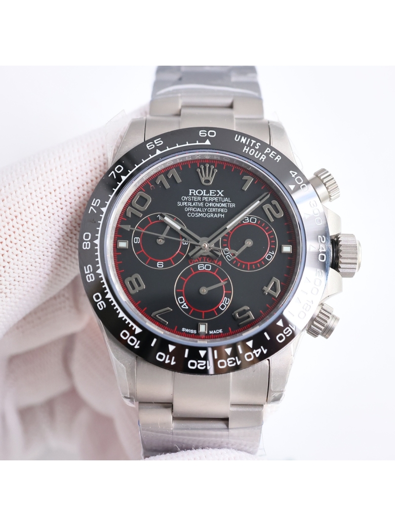 Rolex Cosmograph Daytona Oyster 40mm platinum BLAKEN black dial with red