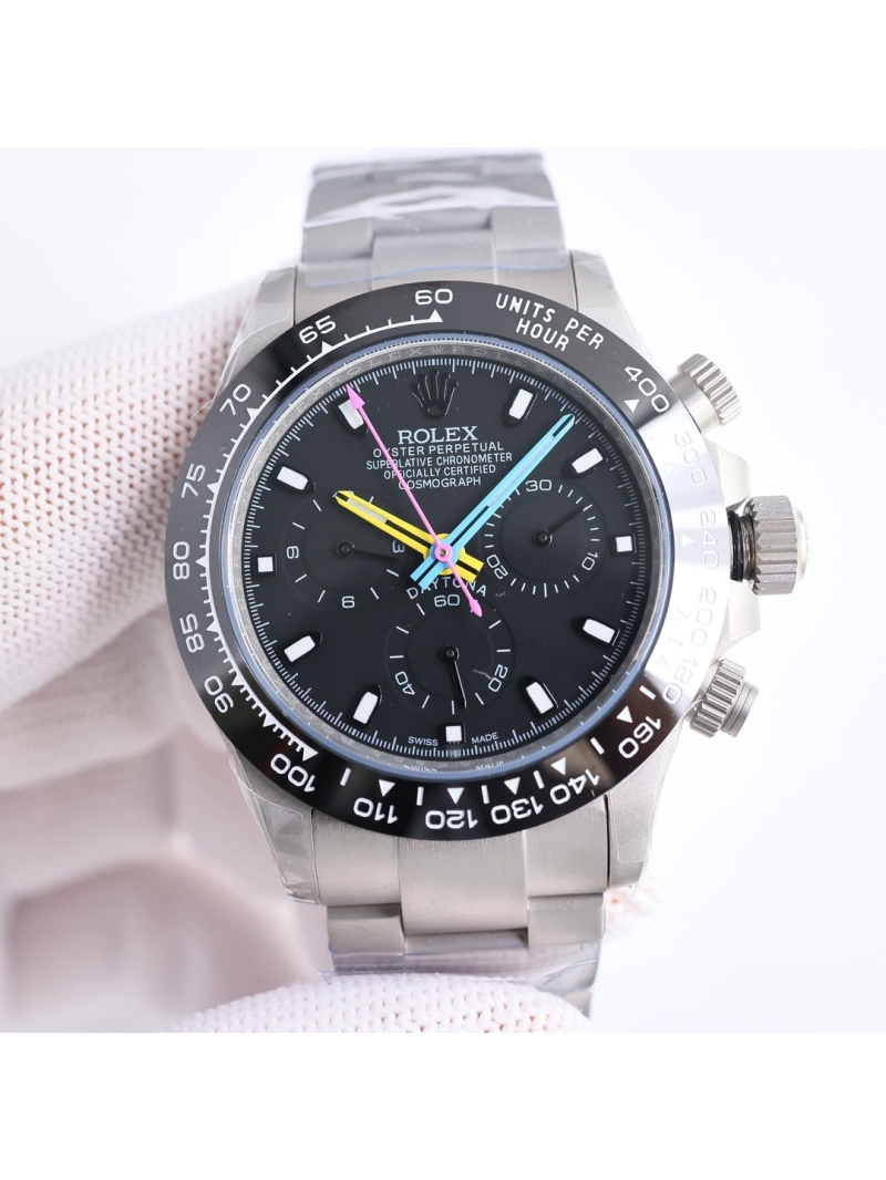 Rolex Cosmograph Daytona Oyster 40mm platinum BLAKEN so black with color hand