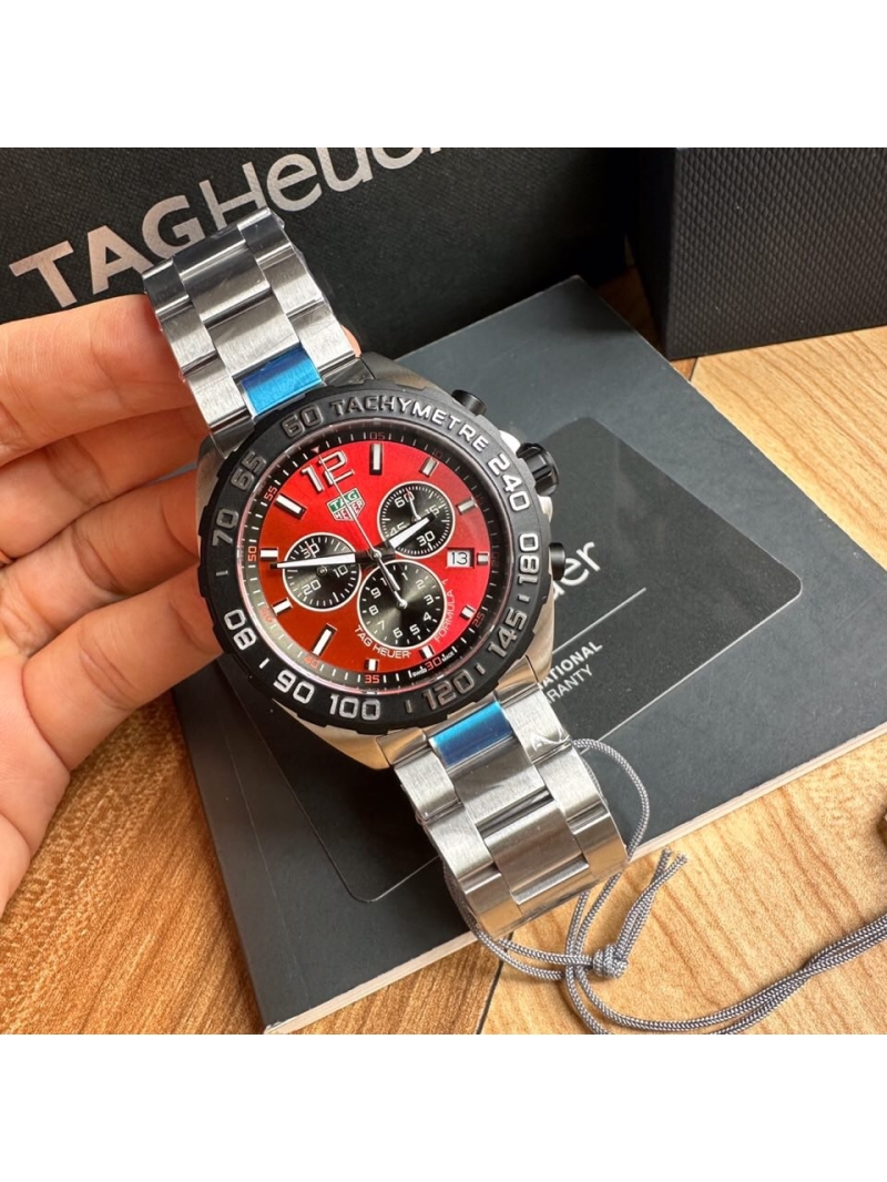 TAG Heuer Formula 1 Chronograph 43mm watch - Red Dial with steel