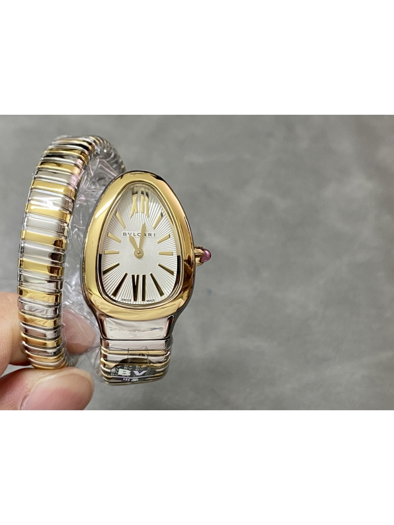 Bvlgari Serpenti Tubogas 35mm Watch -  Gold, mix Steel, white Dial
