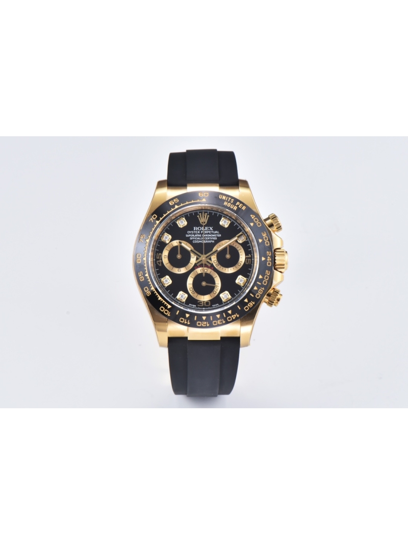 Rolex Cosmograph Daytona 40mm Oyster Perpetual rubber, black dial, gold with diamond