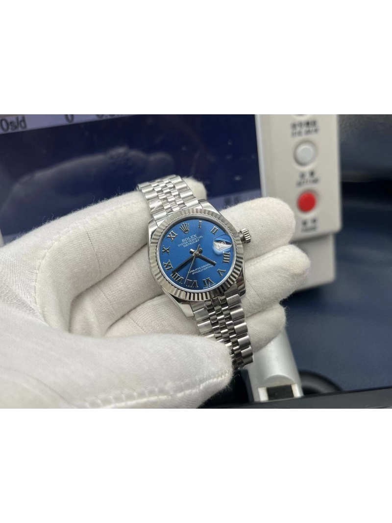 Rolex Lady-Datejust Oyster Perpetual, 31 mm, Oystersteel, Silver, blue