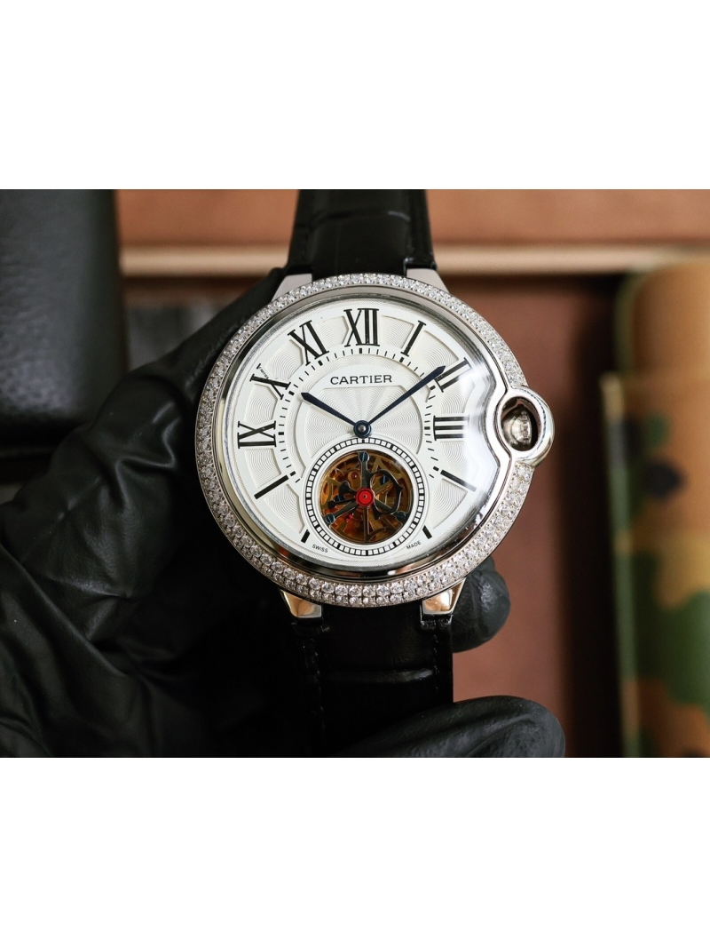 Cartier Ballon Bleu Flying Tourbillon Gold Automatic Watch 43mm diamond