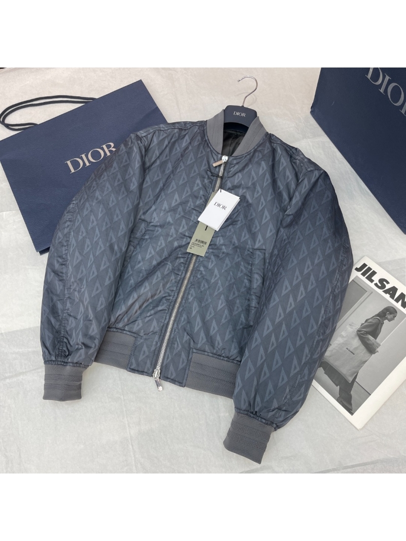 Dior Jacquard CD Embossed Bomber Jacket in Grey