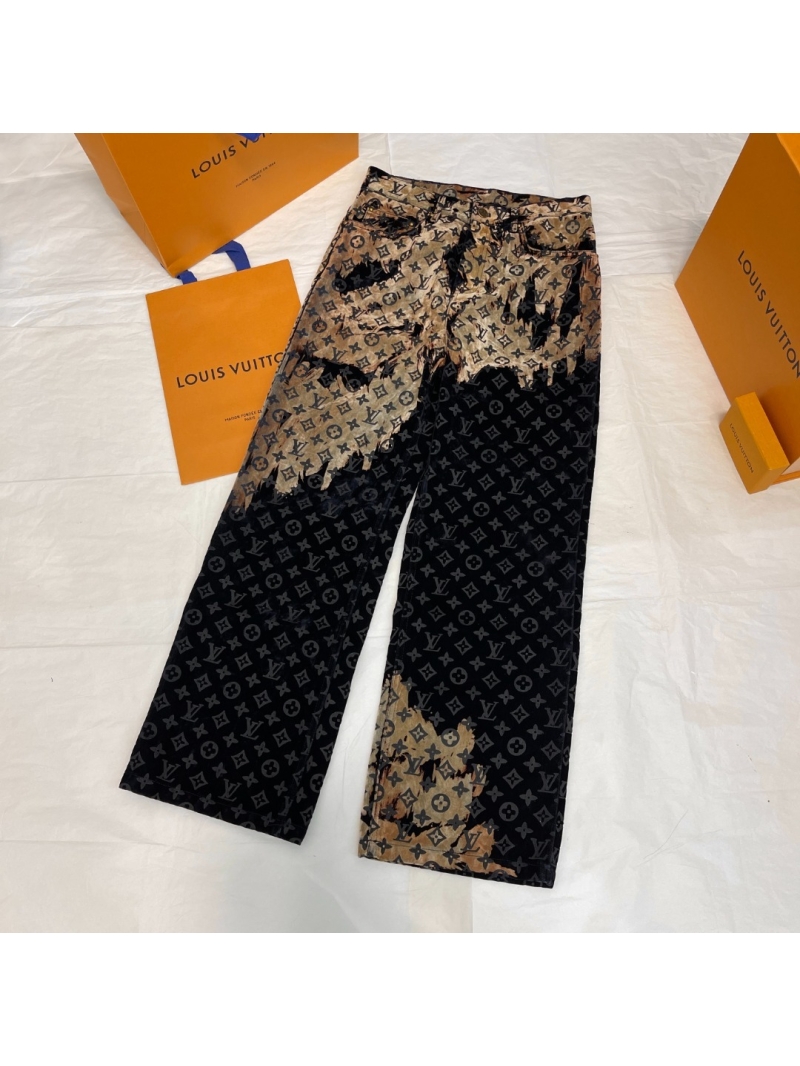 Louis Vuitton LV 24SS Bonfire Flocked Denim Pants - Monogram Gradient