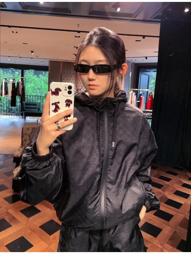 Gucci GG Jacquard Hooded Jacket in Black