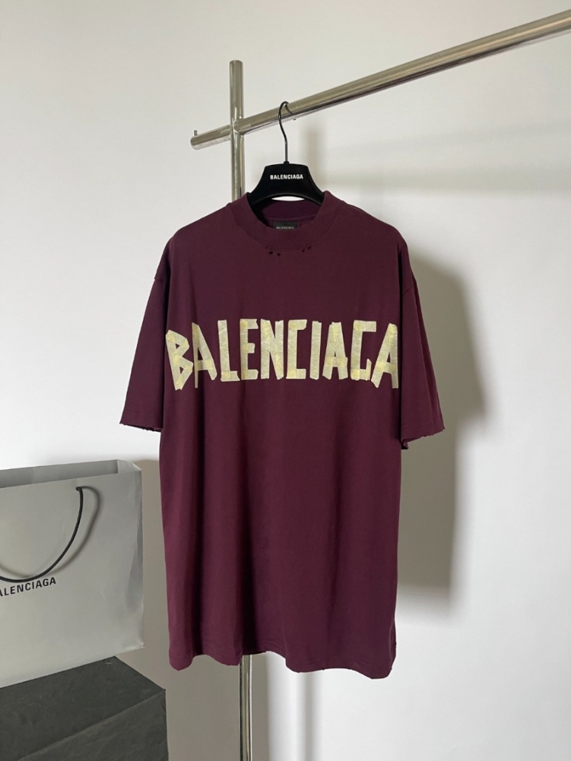 Balenciaga New Collection Stylish Cotton T-Shirt in Maroon