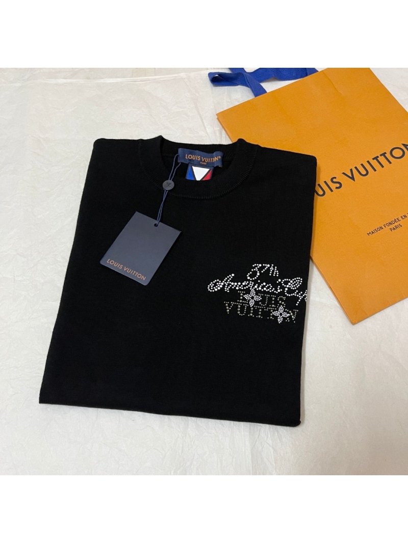 Louis Vuitton LV Pearl Crystal Embellished Knit T-Shirt - Black